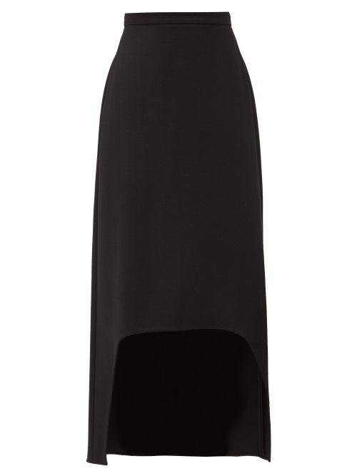 Matchesfashion.com Alexander Mcqueen - Dip-hem Wool Skirt - Womens - Black