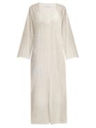 Matchesfashion.com Raey - Kimono Sleeve Striped Sheer Cotton Beach Dress - Womens - White Stripe