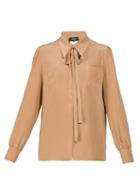 Matchesfashion.com Rochas - Pussy Bow Crepe Blouse - Womens - Beige
