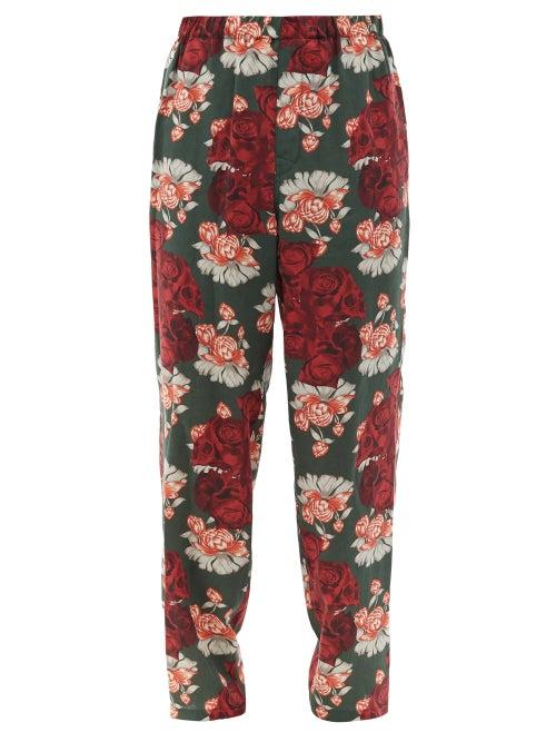 Matchesfashion.com Undercover - High-rise Floral And Skull-print Trousers - Mens - Green