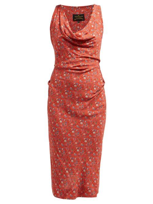Matchesfashion.com Vivienne Westwood Anglomania - Virginia Floral Print Jersey Dress - Womens - Red