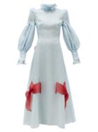 Matchesfashion.com The Vampire's Wife - The Dahlia Bow-embellished Silk-organza Dress - Womens - Blue Multi