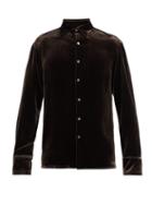Matchesfashion.com 73 London - Point-collar Velvet Shirt - Mens - Brown