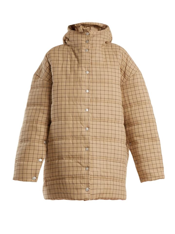 A.w.a.k.e. Checked Funnel-neck Quilted Cotton Coat