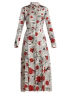 Matchesfashion.com Gabriela Hearst - Jane Newspaper Print Silk Twill Shirtdress - Womens - Red Print