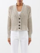 Brunello Cucinelli - Open-knit Cotton Cropped Cardigan - Womens - Beige