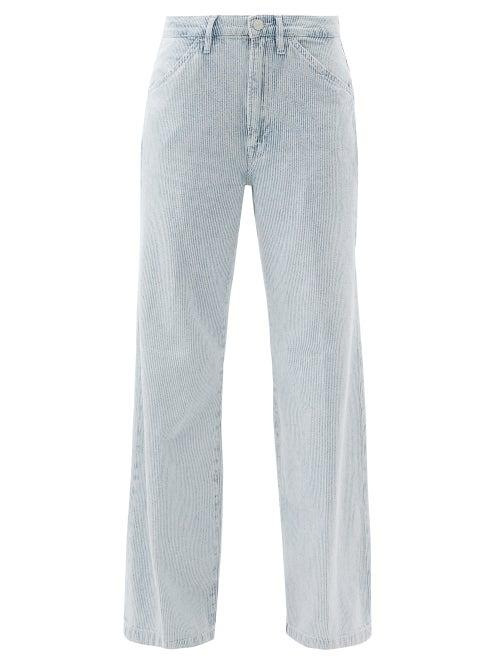 Frame - Baggy Palazzo Striped Wide-leg Jeans - Womens - Light Denim