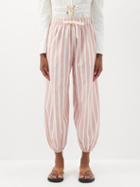 Vika 2.0 - Striped Organic-cotton Blend Voile Trousers - Womens - Red Stripe