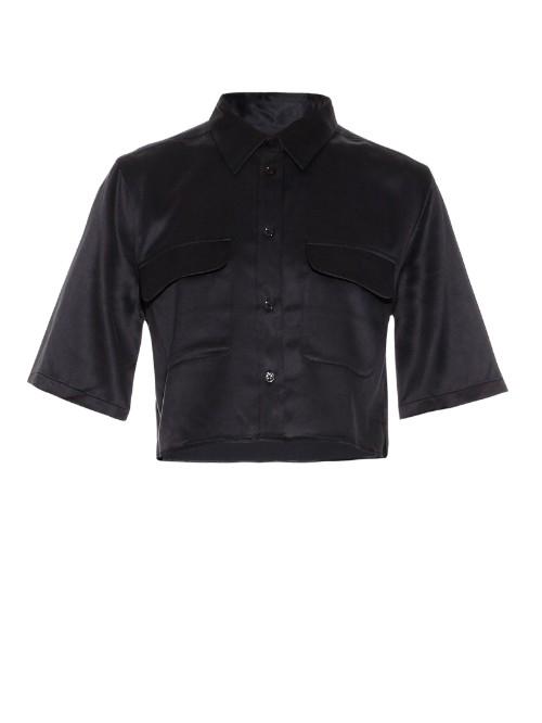 Equipment Signature Cropped Silk Shirt