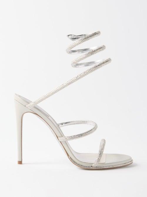 Rene Caovilla - Cleo 105 Crystal-embellished Satin Sandals - Womens - Silver