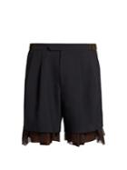 Kolor Tulle-underlayer Wool-blend Shorts