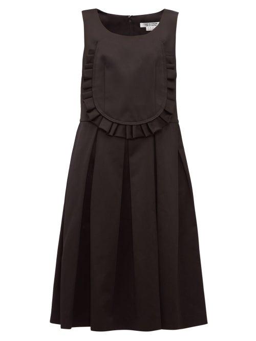 Matchesfashion.com Comme Des Garons Comme Des Garons - Ruffled Bib Twill Dress - Womens - Black
