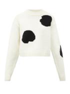 Matchesfashion.com Tibi - Cropped Polka Dot-intarsia Wool-blend Sweater - Womens - Black White