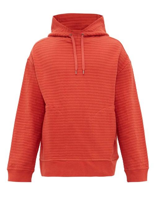 Matchesfashion.com Raey - Seersucker Cotton Blend Hooded Sweatshirt - Mens - Orange