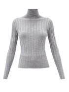 Matchesfashion.com Allude - Roll-neck Ribbed-wool Sweater - Womens - Light Grey