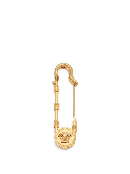 Matchesfashion.com Versace - Medusa Safety-pin Brooch - Womens - Gold