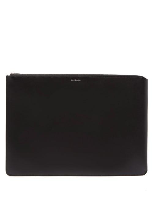 Matchesfashion.com Acne Studios - Malachite Extra Large Logo-print Leather Pouch - Mens - Black