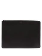 Matchesfashion.com Acne Studios - Malachite Extra Large Logo-print Leather Pouch - Mens - Black
