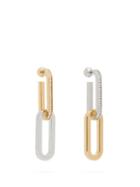 Matchesfashion.com Burberry - Crystal Embellished Mismatched Chain Link Earrings - Womens - Gold
