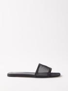 Toteme - Monogram-embroidered Mesh Slides - Womens - Black