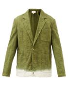 Nick Fouquet - Ufe Floral-jacquard Cotton Suit Jacket - Mens - Dark Green