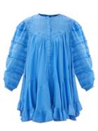 Isabel Marant - Gyliane Embroidered-voile Mini Dress - Womens - Blue