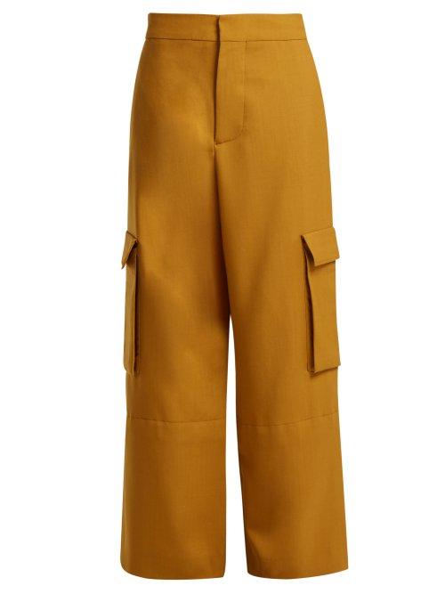Matchesfashion.com Marni - High Rise Cargo Wool Trousers - Womens - Dark Orange