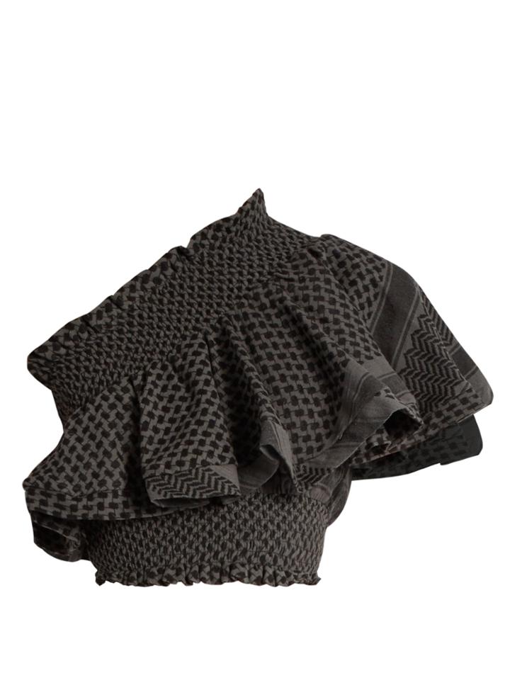 Cecilie Copenhagen One-shoulder Scarf-jacquard Cotton Cropped Top