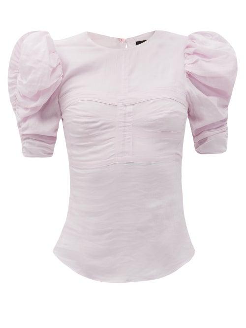 Matchesfashion.com Isabel Marant - Kobiacili Puff-sleeve Cotton-blend Top - Womens - Light Pink