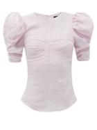 Matchesfashion.com Isabel Marant - Kobiacili Puff-sleeve Cotton-blend Top - Womens - Light Pink