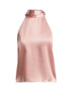 Matchesfashion.com Galvan - Halterneck Silk Top - Womens - Light Pink