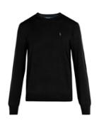 Matchesfashion.com Polo Ralph Lauren - Logo Embroidered Wool Sweater - Mens - Black