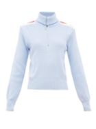 Matchesfashion.com Cordova - High-neck Ribbed-knit Wool Sweater - Womens - Light Blue
