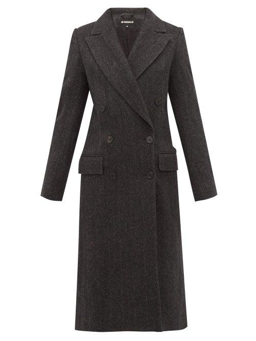 Matchesfashion.com Ann Demeulemeester - Double Breasted Wool Herringbone Coat - Womens - Black Grey