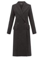 Matchesfashion.com Ann Demeulemeester - Double Breasted Wool Herringbone Coat - Womens - Black Grey