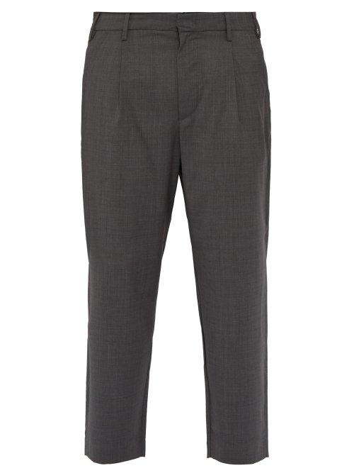 Matchesfashion.com Barena Venezia - Cropped Wide Leg Virgin Wool Trousers - Mens - Grey