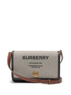 Ladies Bags Burberry - Hampshire Leather And Canvas Cross-body Bag - Womens - Black Multi