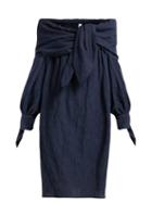 Matchesfashion.com Merlette - Off The Shoulder Tumbled Cotton Dress - Womens - Indigo