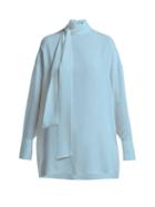 Matchesfashion.com Valentino - Georgette Silk Crepe Blouse - Womens - Blue
