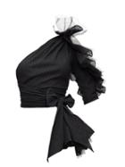 Matchesfashion.com Alexandre Vauthier - Ruffled One-shoulder Swiss-dot Top - Womens - Black