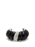 Matchesfashion.com Saint Laurent - Crystal Embellished Twisted Cuff - Womens - Black