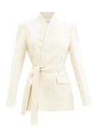 Matchesfashion.com Raey - Curved-edge Wool Suit Jacket - Womens - Ivory