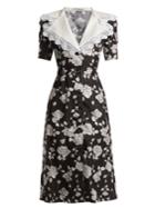 Alessandra Rich Rose-print Lace-trimmed Dress