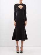 Roland Mouret - Detachable-sleeve Jersey Midi Dress - Womens - Black