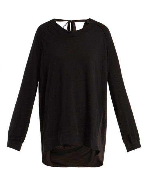 Matchesfashion.com Ann Demeulemeester - Contrast Panel Cotton And Silk Top - Womens - Black