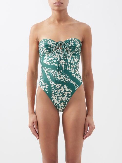 Agua By Agua Bendita - Sandalo Floral-print Recycled-jersey Swimsuit - Womens - Green Print