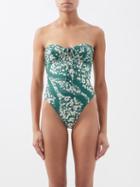 Agua By Agua Bendita - Sandalo Floral-print Recycled-jersey Swimsuit - Womens - Green Print