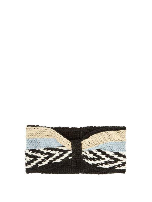 Matchesfashion.com Missoni - Striped Knitted Headband - Womens - Black
