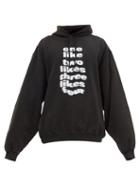 Matchesfashion.com Balenciaga - Text-print Cotton-jersey Hooded Sweatshirt - Mens - Black White