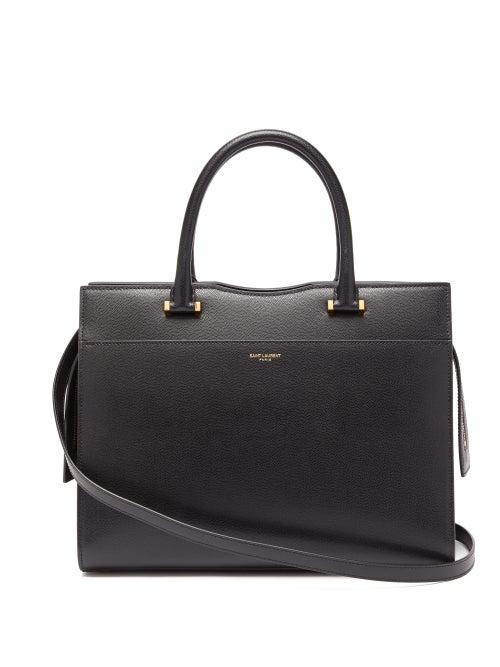 Matchesfashion.com Saint Laurent - Uptown Medium Grained-leather Tote - Womens - Black